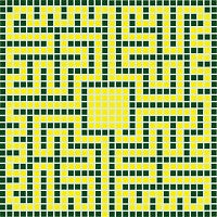 green and yellow tiled labyrinth graphic