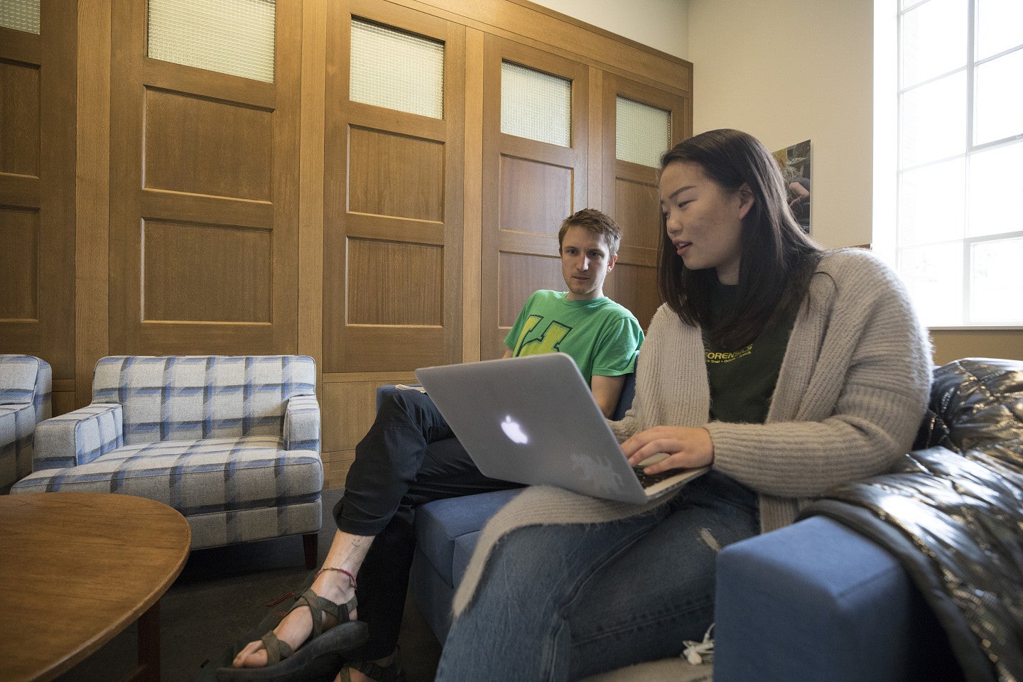 Students work in the student lounge