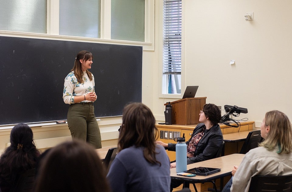 Rebecca altman teaching in a classroom