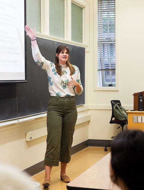 Rebecca altman teaching in a classroom