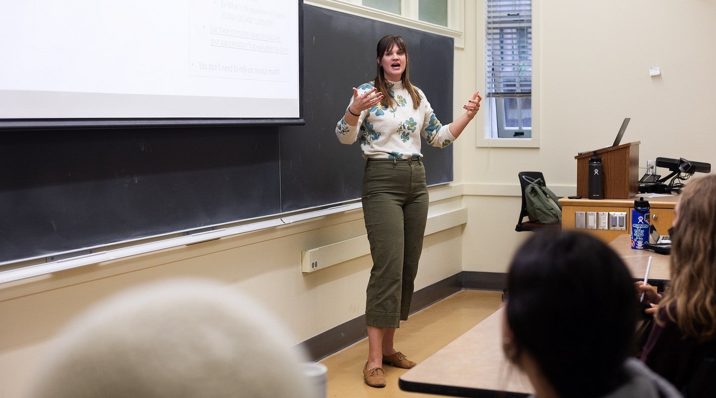 Rebecca altman teaching in a classroom