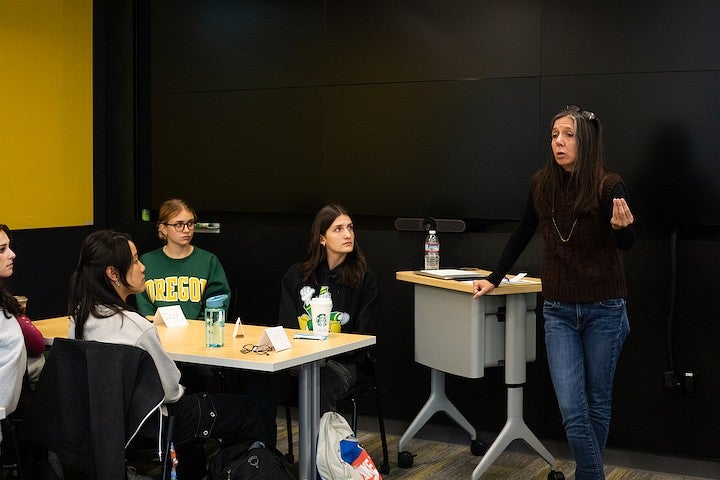 nicole dahmen teaching in a classroom