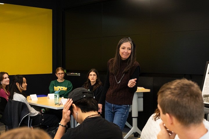 nicole dahmen teaching in a classroom