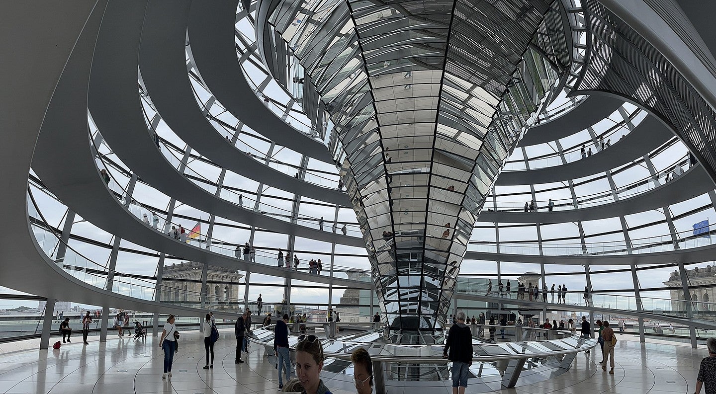 interior of the reichstag dome in berlin