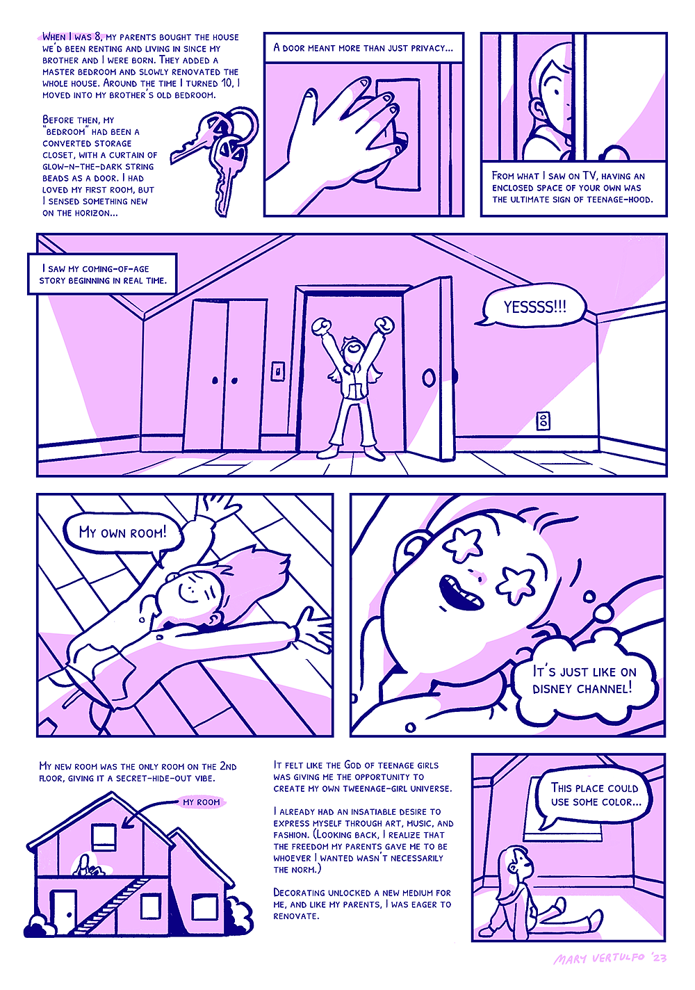 comic by mary vertulfo about her childhood bedroom, page 1