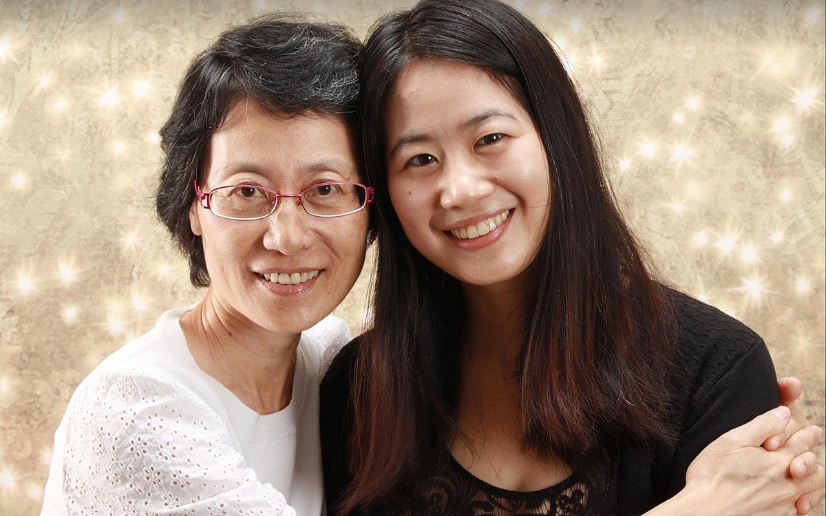 portrait of deborah wang with her mother