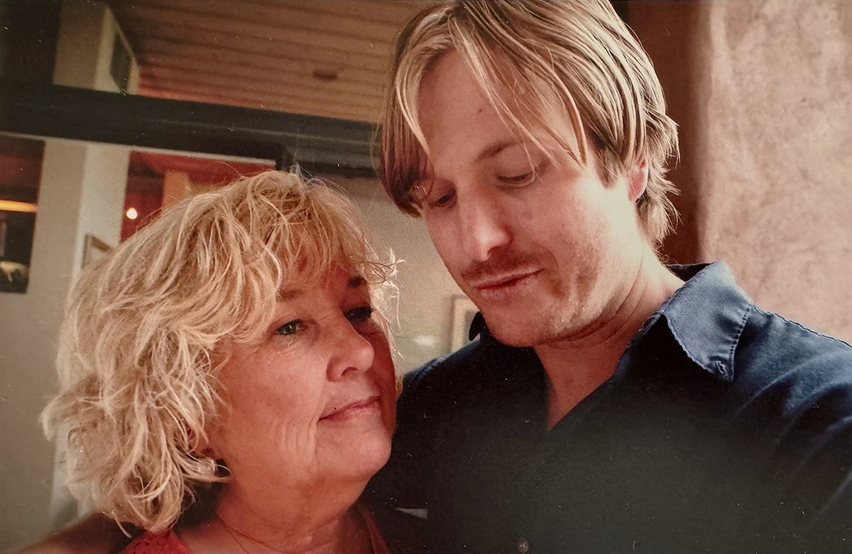 color photo print of a younger Casey Shoop with his mother Vicki