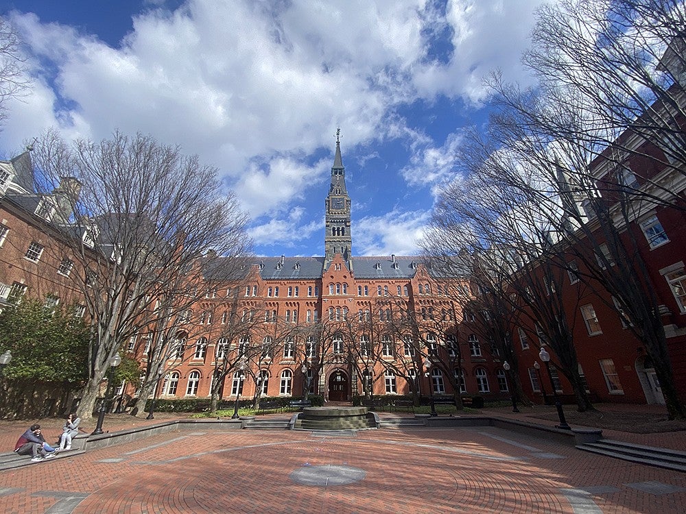 campus of george washington university in late winter