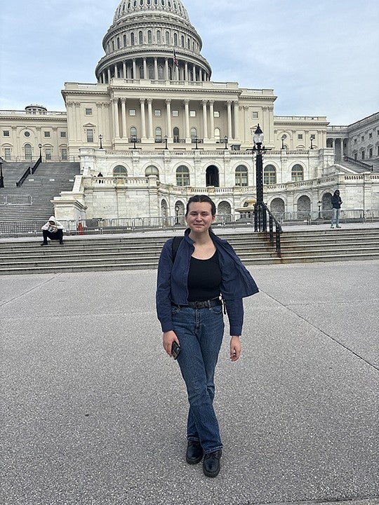 masha mironova posting in front of US capitol