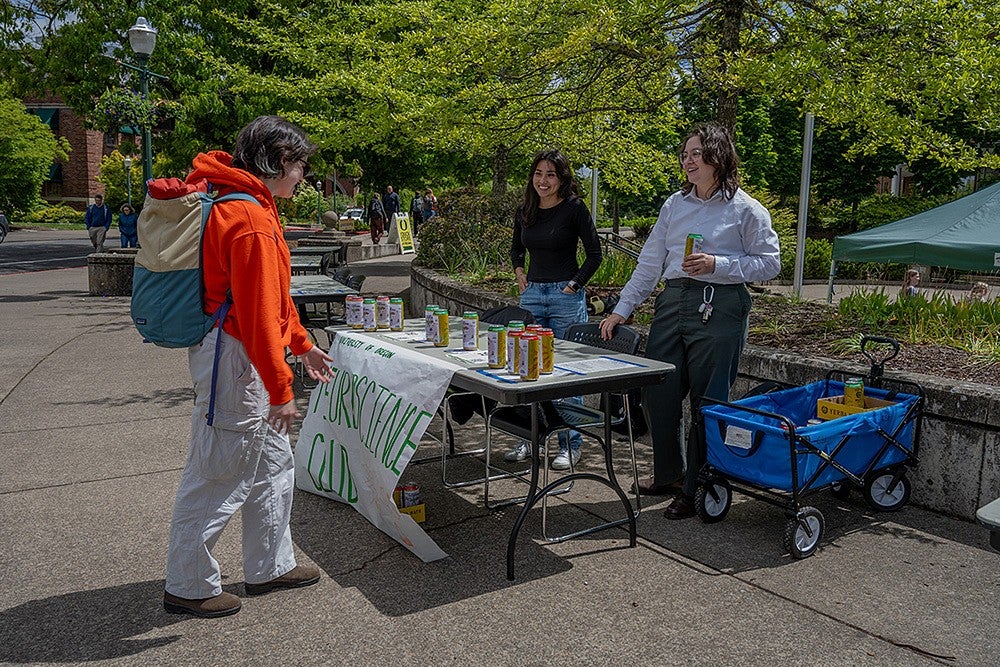 students tabling for the neuroscience club outside the EMU