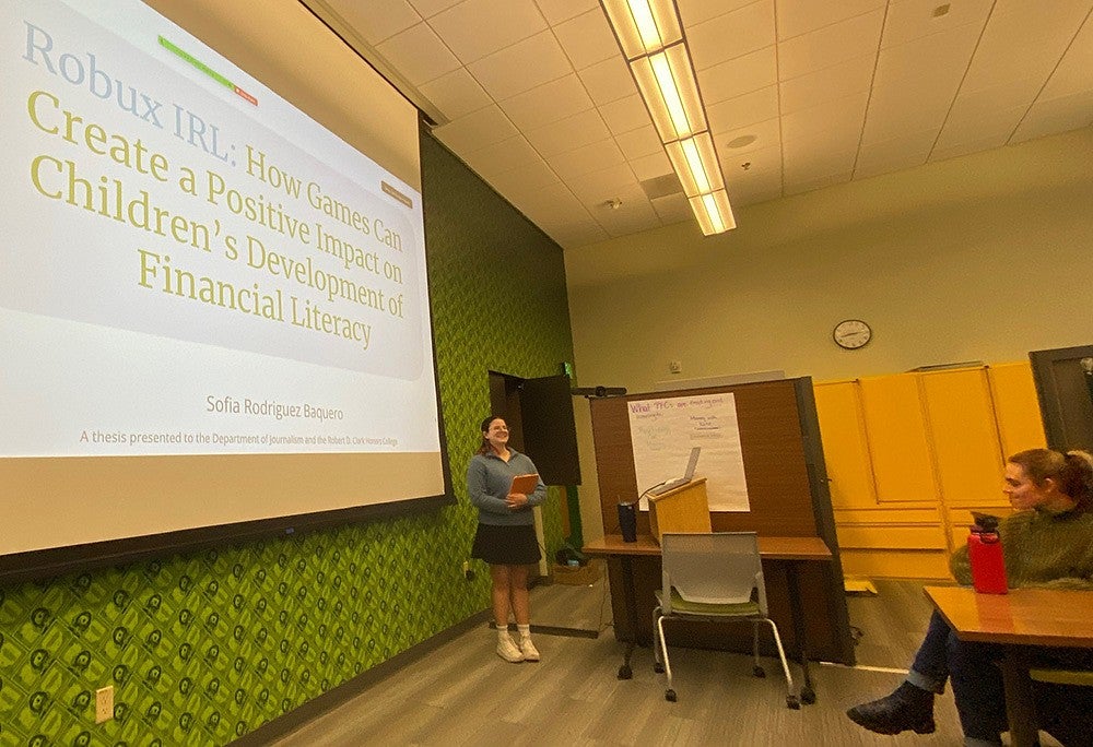 student at their thesis defense