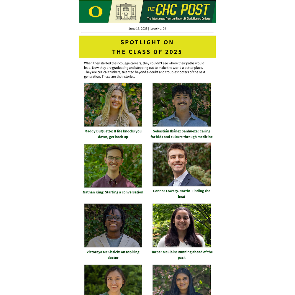 a screenshot of a newsletter featuring students from the class of 2025