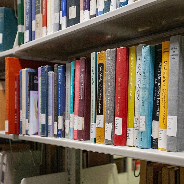 shelf of poetry books in library