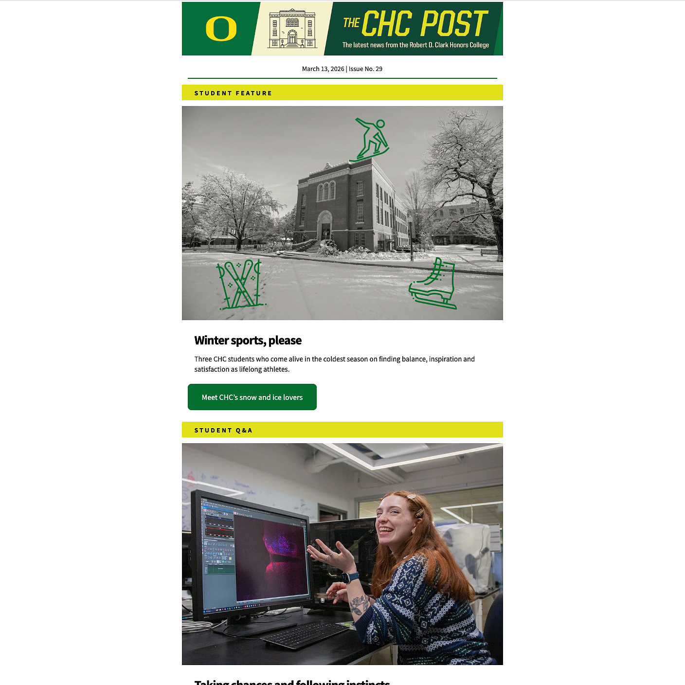 screenshot of a mailchimp campaign for the CHC post