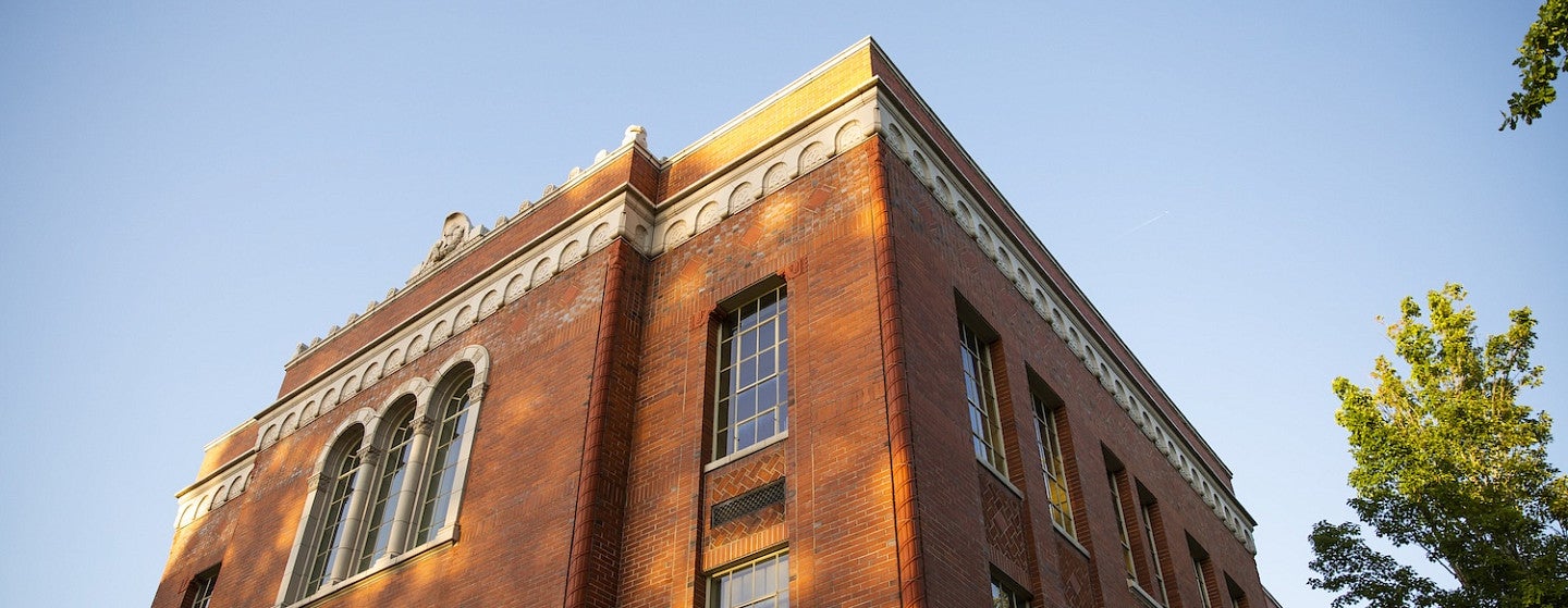 chapman hall facade with blue sky