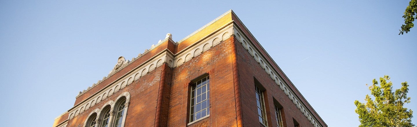 chapman hall facade with blue sky