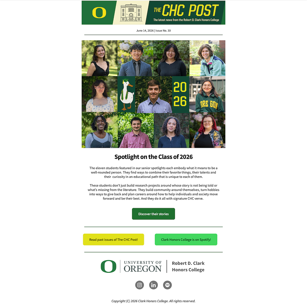 Screenshot of a CHC Post email