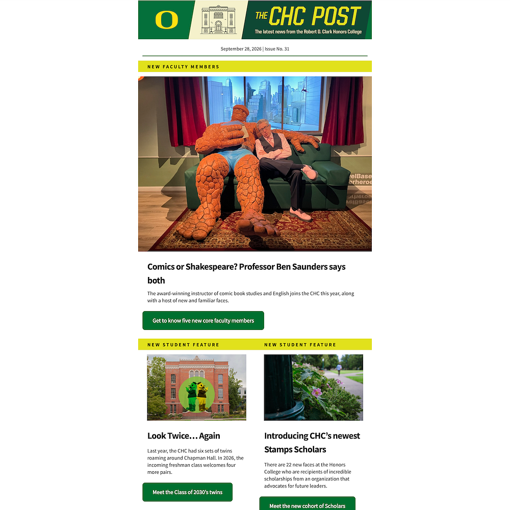 screenshot of the September 2026 email campaign for the CHC Post Newsletter