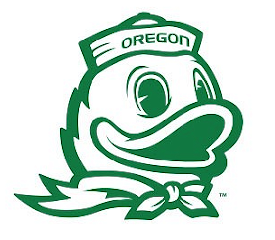 Green and White Icon of The University of Oregon Duck