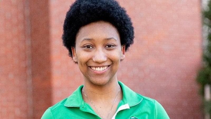 Landscape photo of a student's head and shoulders