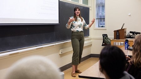 Rebecca altman teaching in a classroom