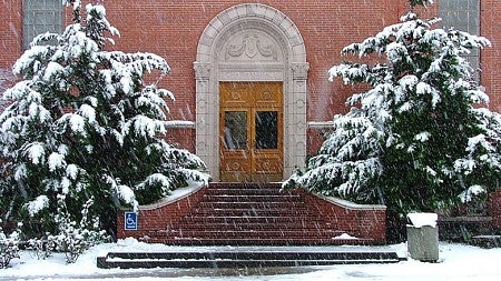 Chapman Hall in the snow