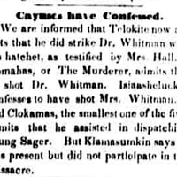 A newspaper story documenting the Cayutes surrender