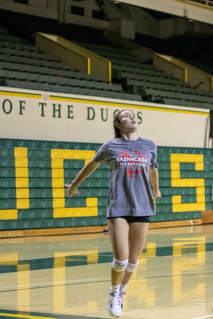 Jane Morgan ready for volleyball.