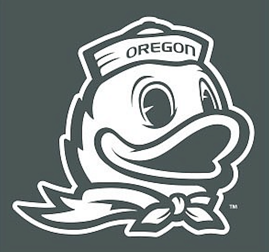 Grey and White Icon of The University of Oregon Duck