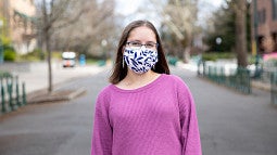 Mikala Capage, Goldwater recipient, on the UO campus. Mikala Capage, Goldwater recipient, on the UO campus.